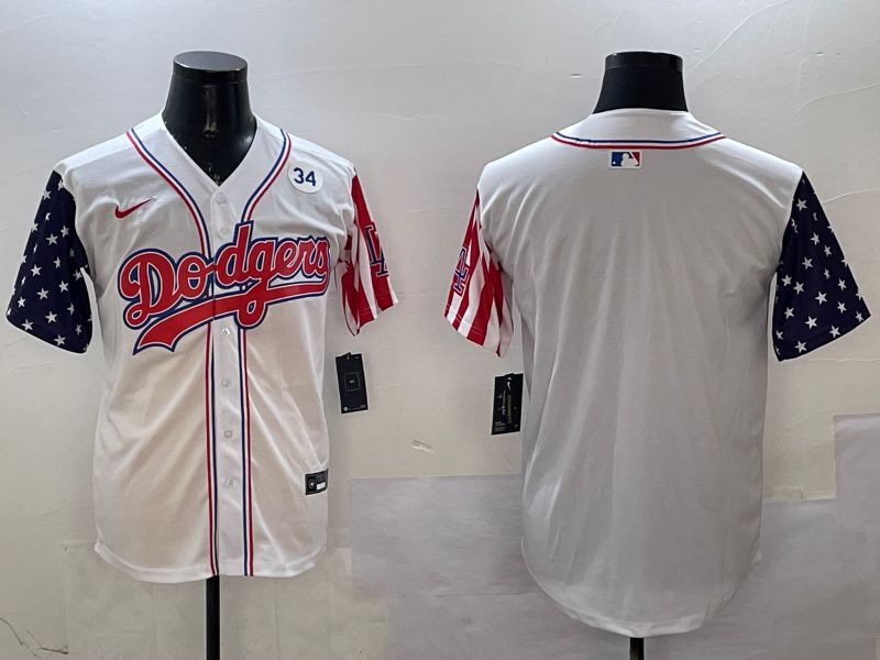 Men Los Angeles Dodgers Blank White a generation of national flags Joint name 2025 Nike MLB Jersey style 5